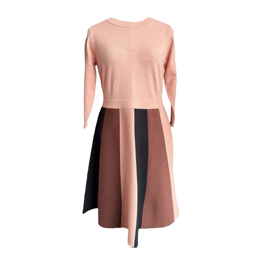 NWOT  Boden Rose Gold Long Sleeve Fit and Flare Dress - Picture 3 of 6